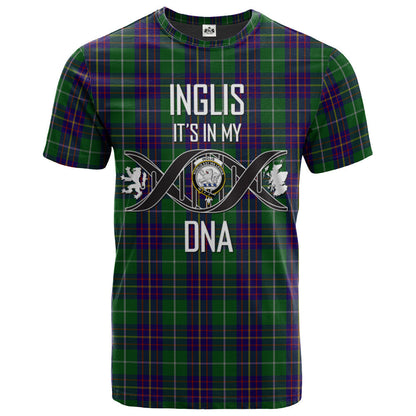 Printivon Inglis Clan DNA In Me Tartan Crest T Shirt