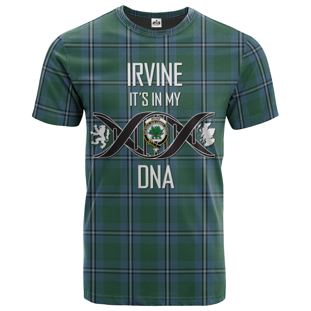 Printivon Irvine of Drum Clan DNA In Me Tartan Crest T Shirt
