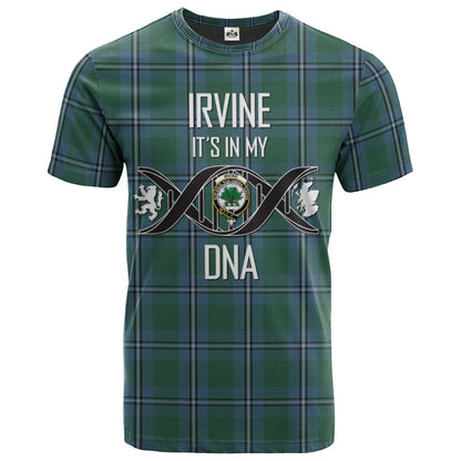 Printivon Irvine of Drum Clan DNA In Me Tartan Crest T Shirt