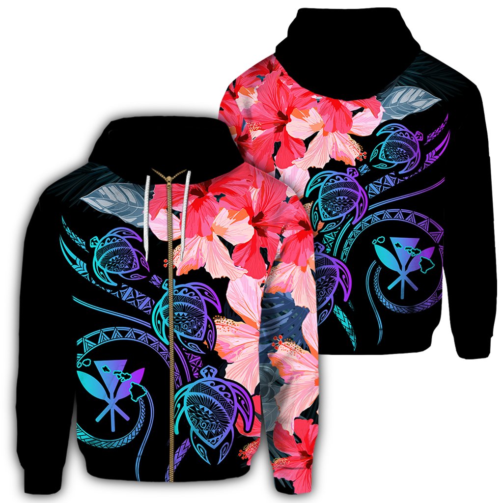 Hawaii Turtle Polynesian Tropical Hoodie (Zip up) Cora Style AH