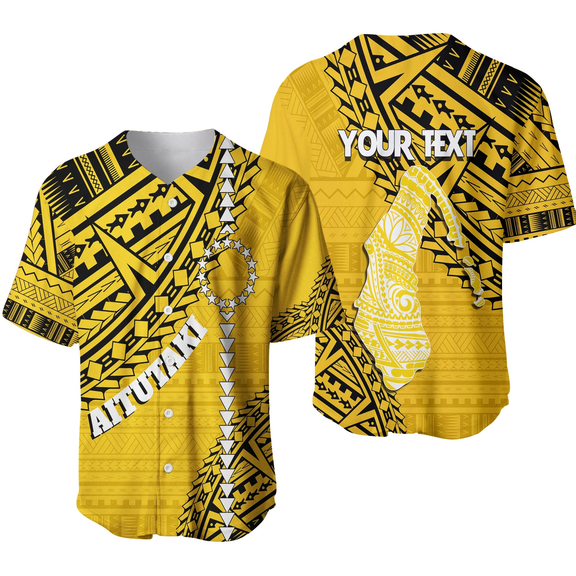 Cook Islands Tribal Personalised Baseball Jersey Island Map Aitutaki Island