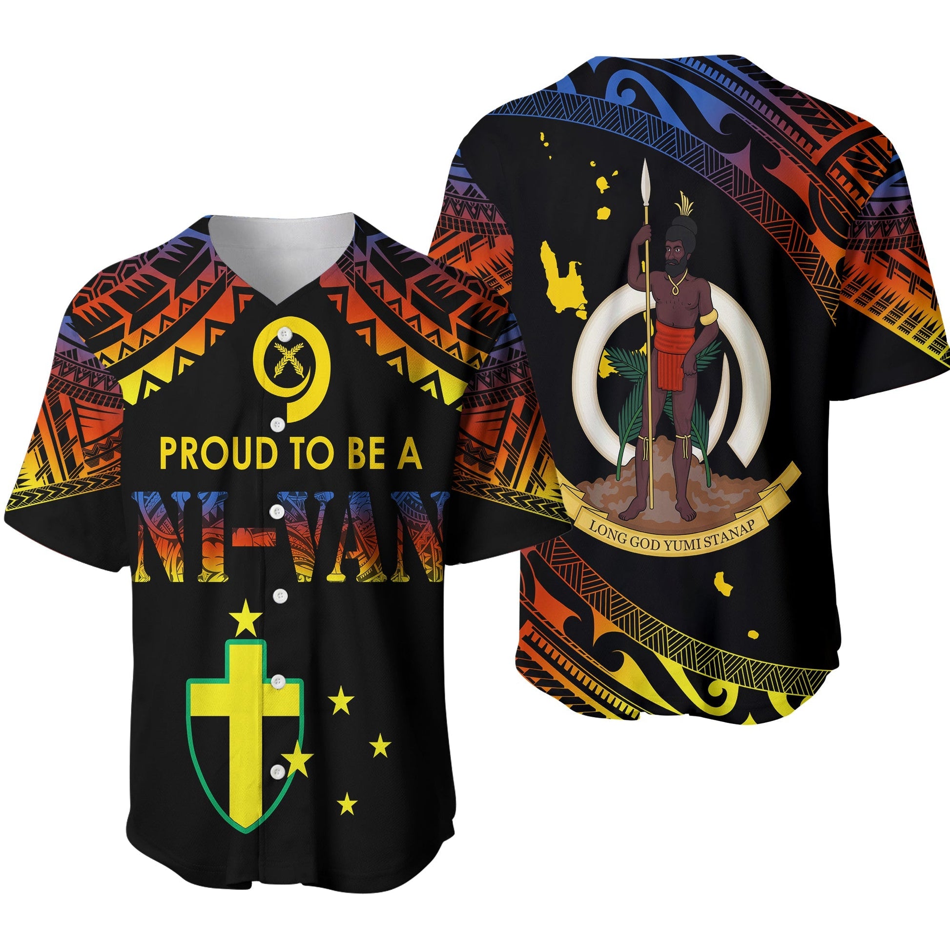 Vanuatu Proud To Be A Ni-Van Polynesian Pattern Baseball Jersey Tafea Province