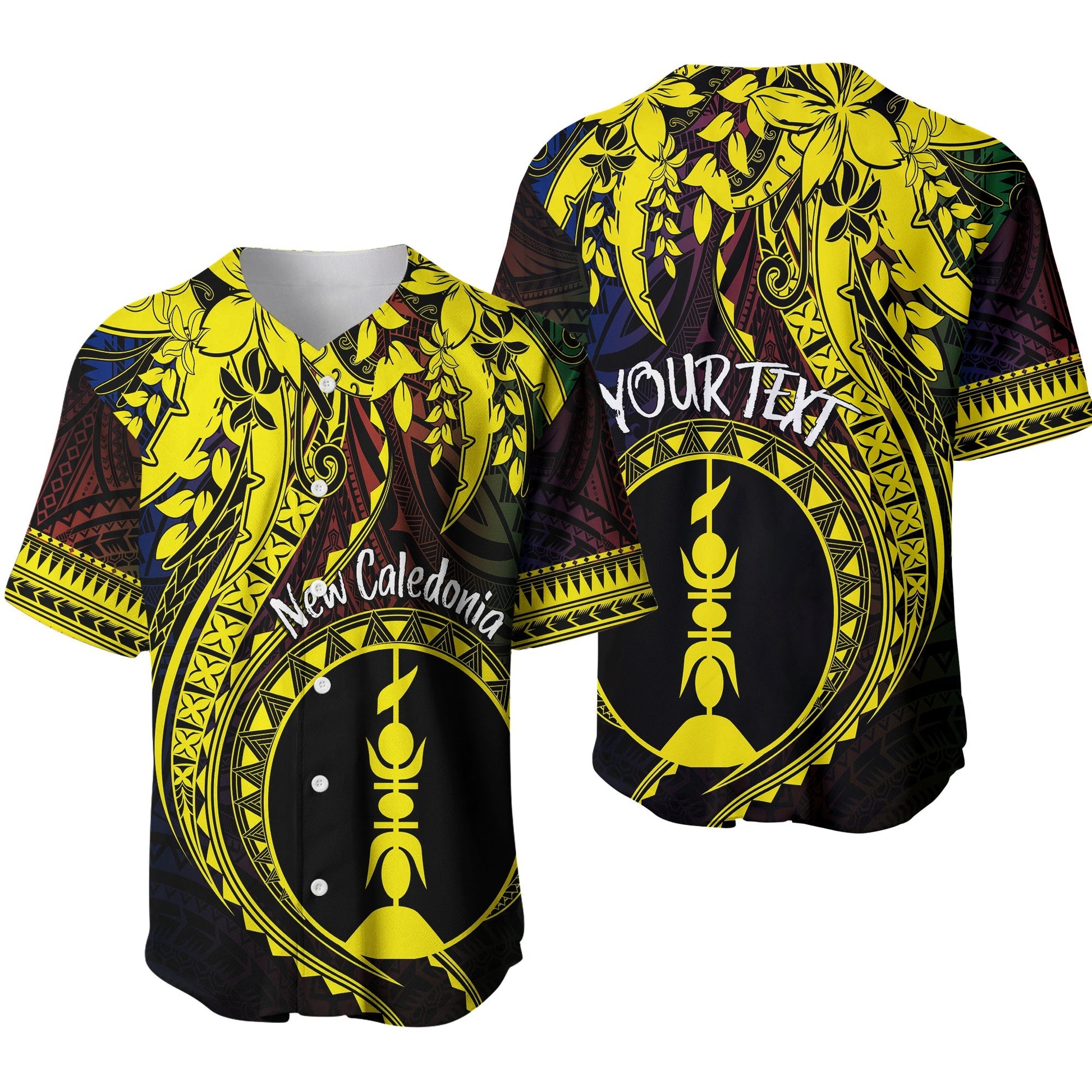 New Caledonia Personalised Baseball Jersey Kanaky Mix Plumeria