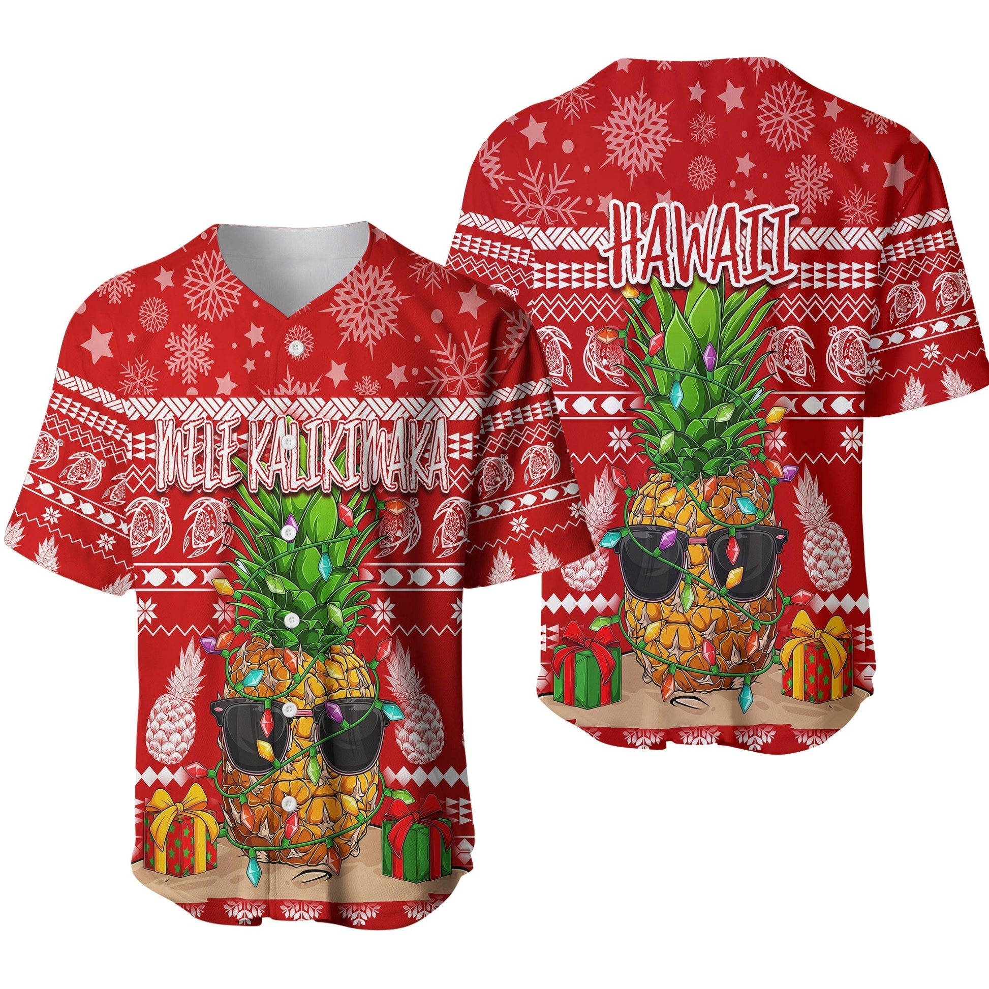 Hawaii Christmas Baseball Jersey Mele Kalikimaka Pineapple