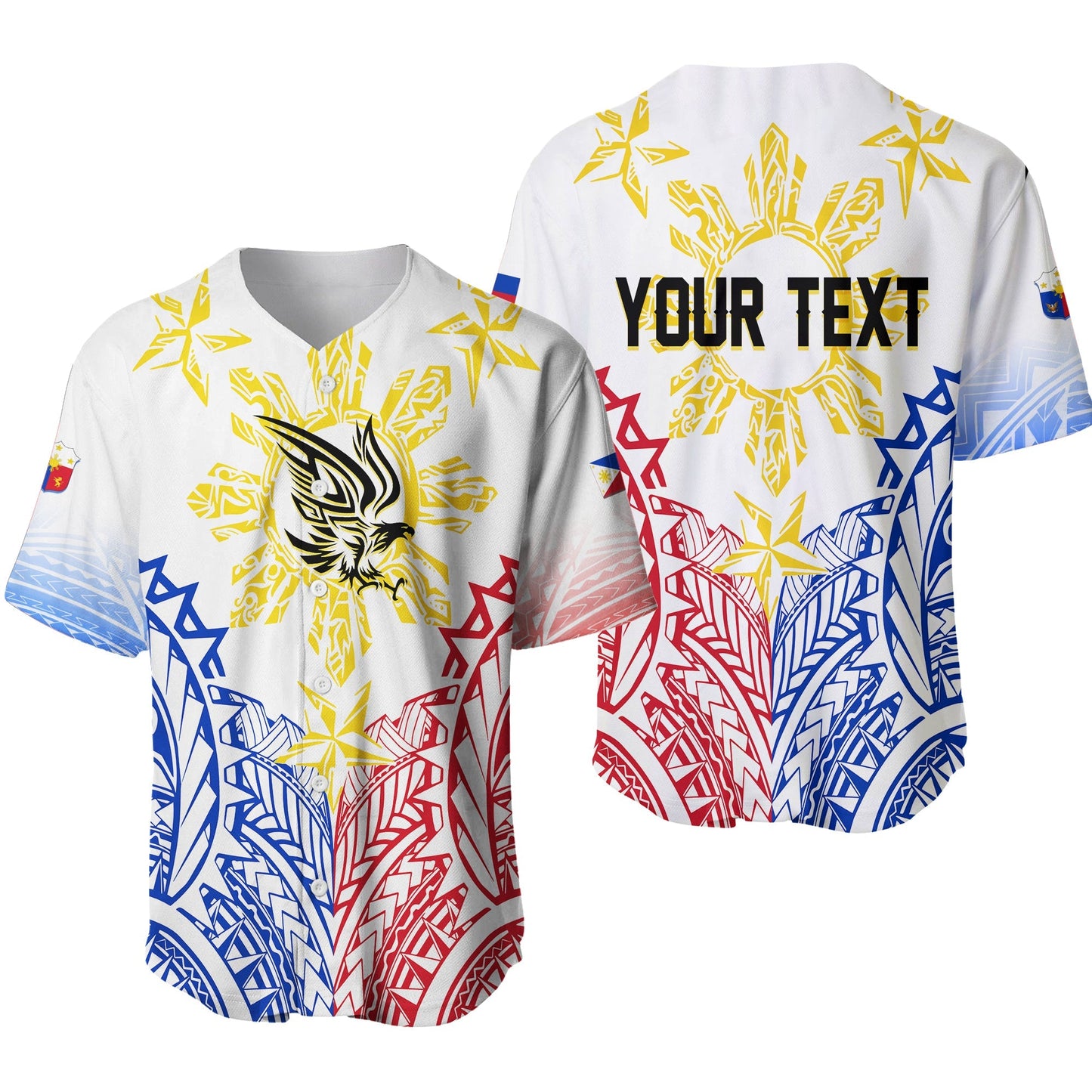 Philippines Personalised Baseball Jersey Filipino Sun with Eagle
