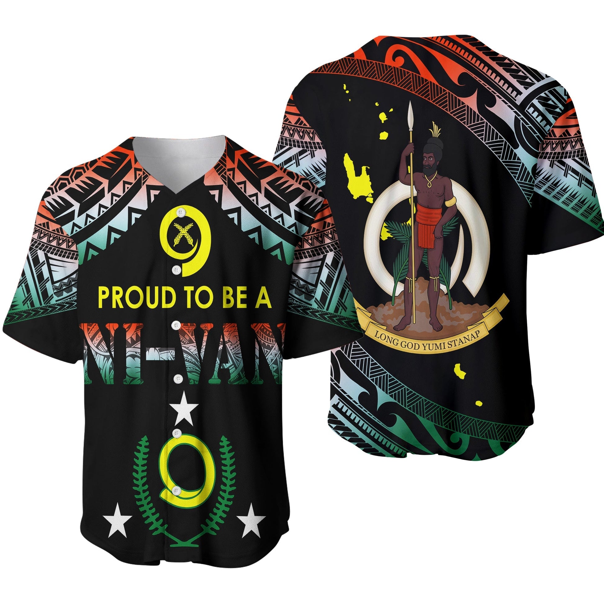 Vanuatu Proud To Be A Ni-Van Polynesian Pattern Baseball Jersey Penama Province