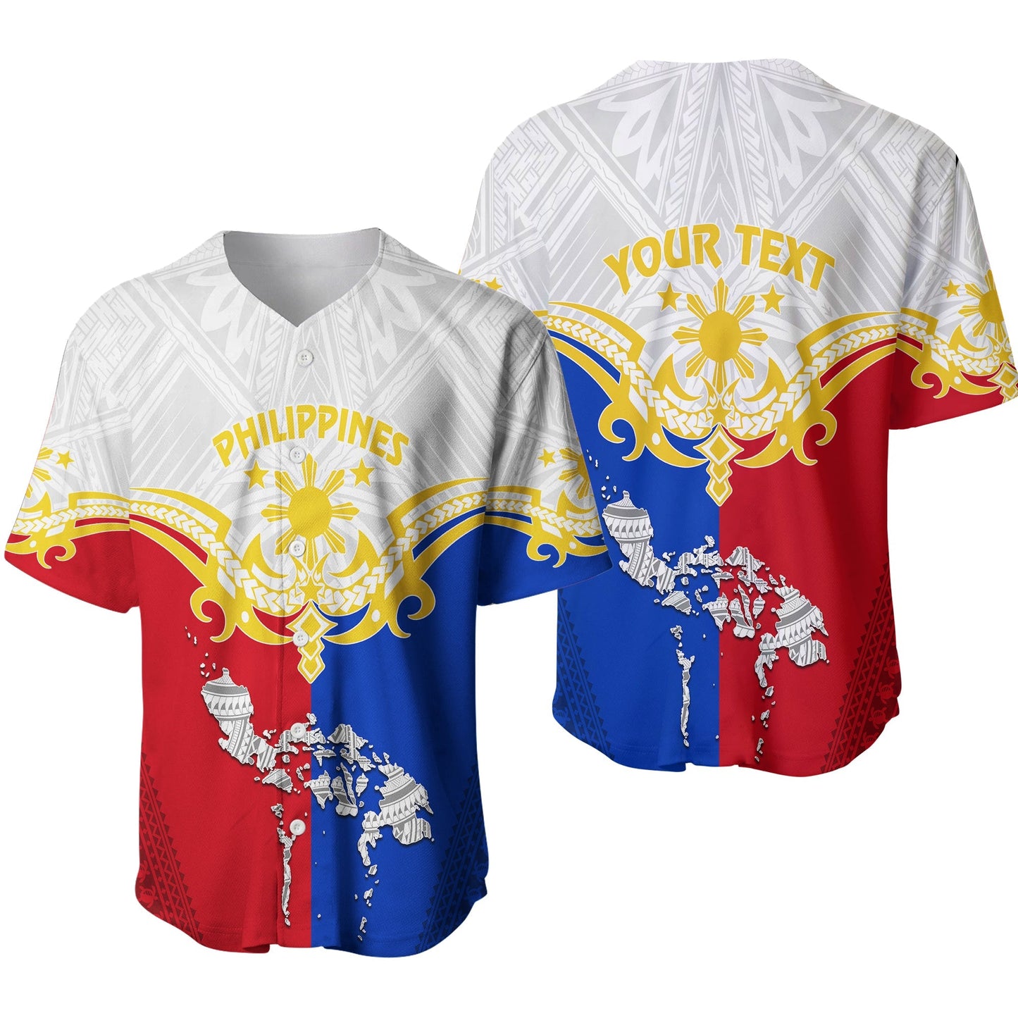 Personalised Philippines Baseball Jersey Tribal Mix Style