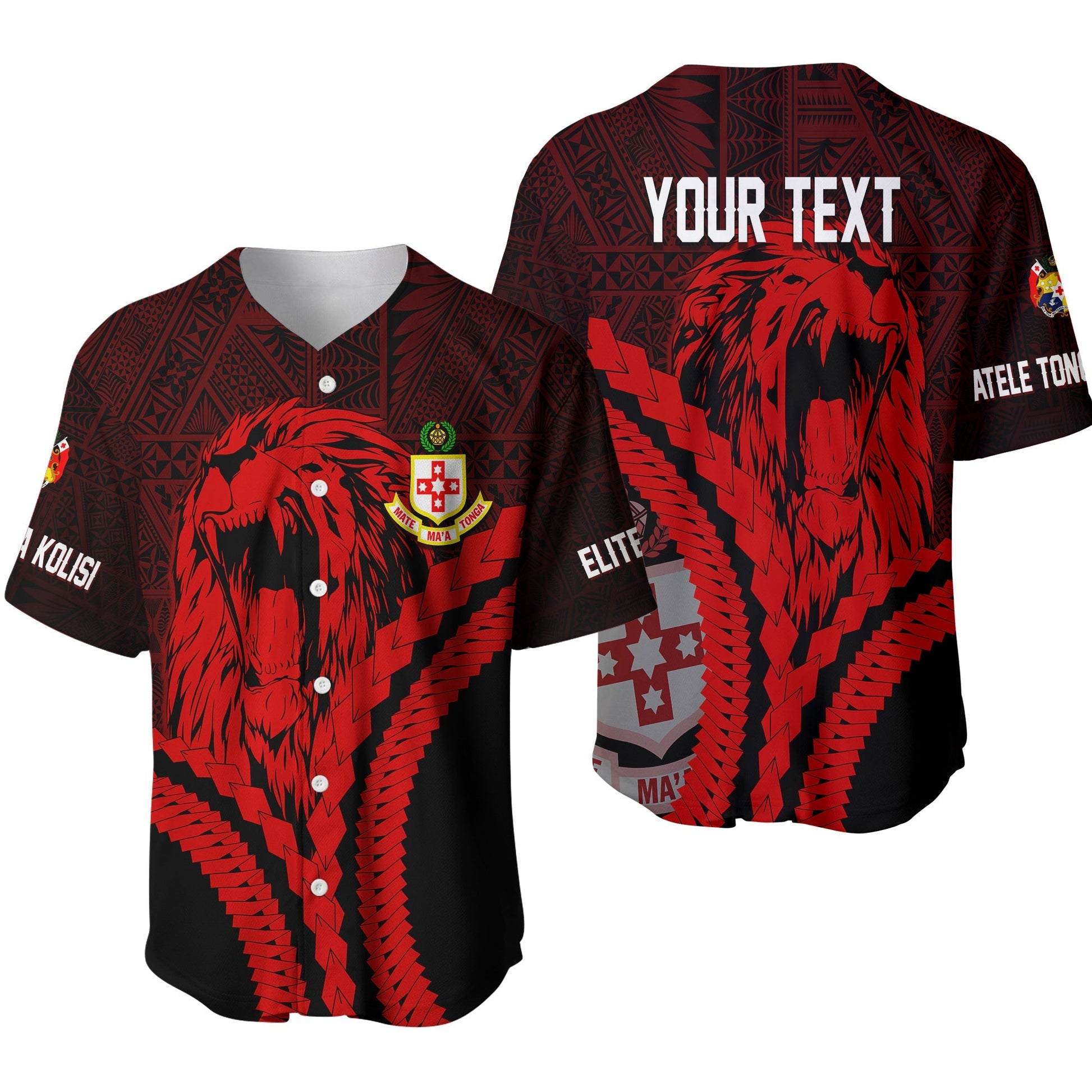 Kolisi Tonga 'Atele Personalised Baseball Jersey Roaring Lion