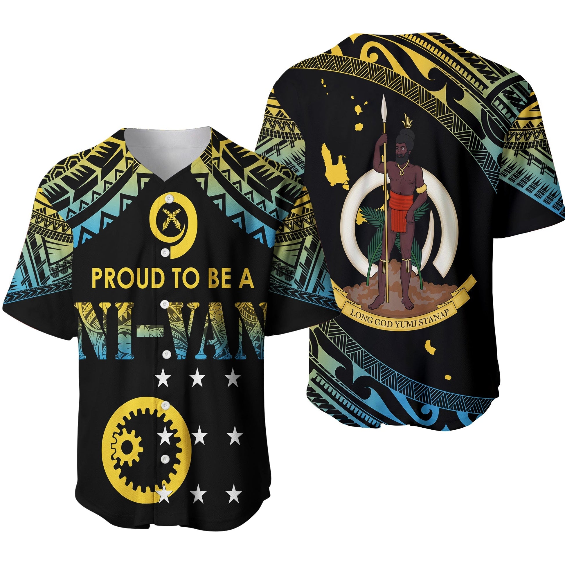 Vanuatu Proud To Be A Ni-Van Polynesian Pattern Baseball Jersey Sanma Province