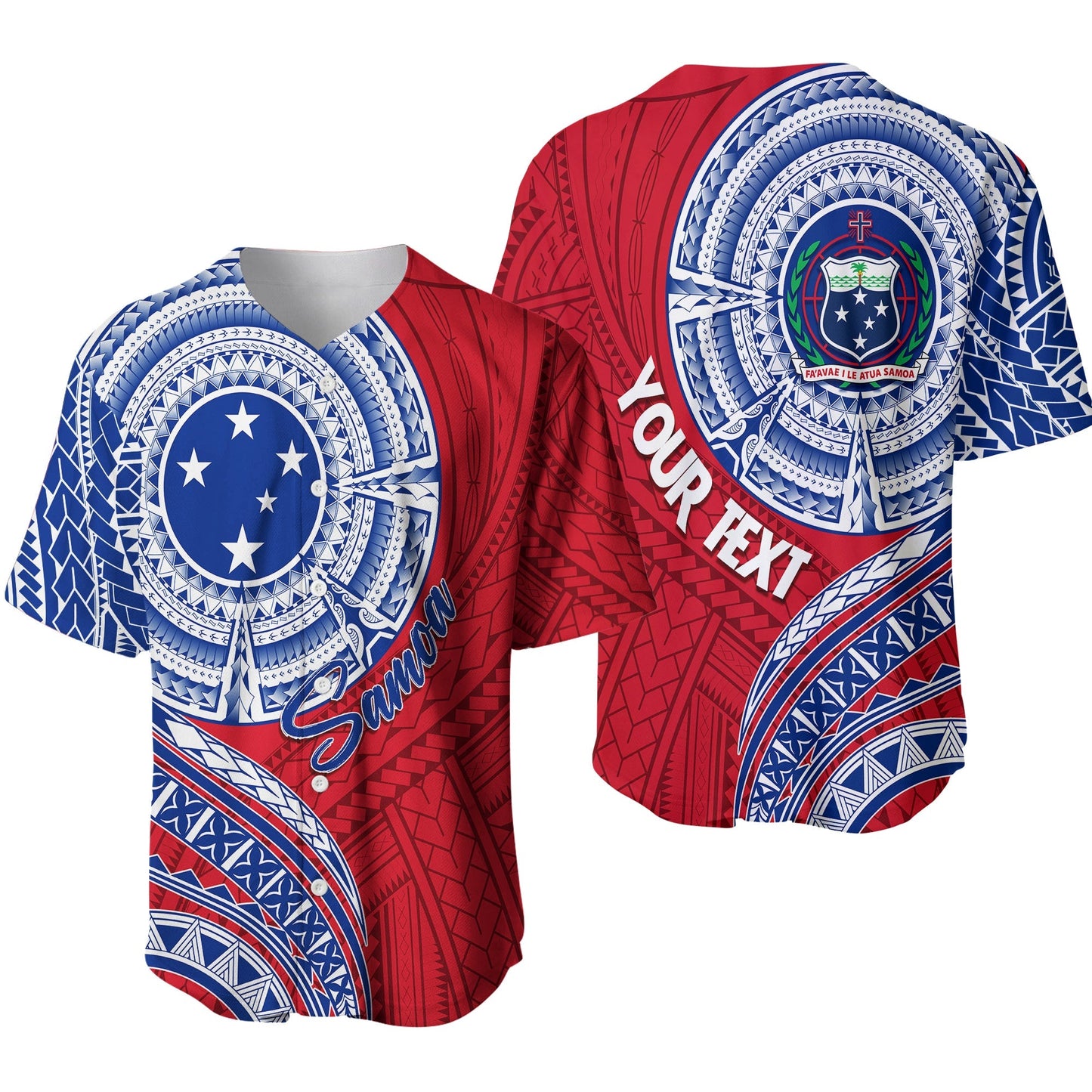 Samoa Personalised Baseball Jersey Independence Day Flag Style