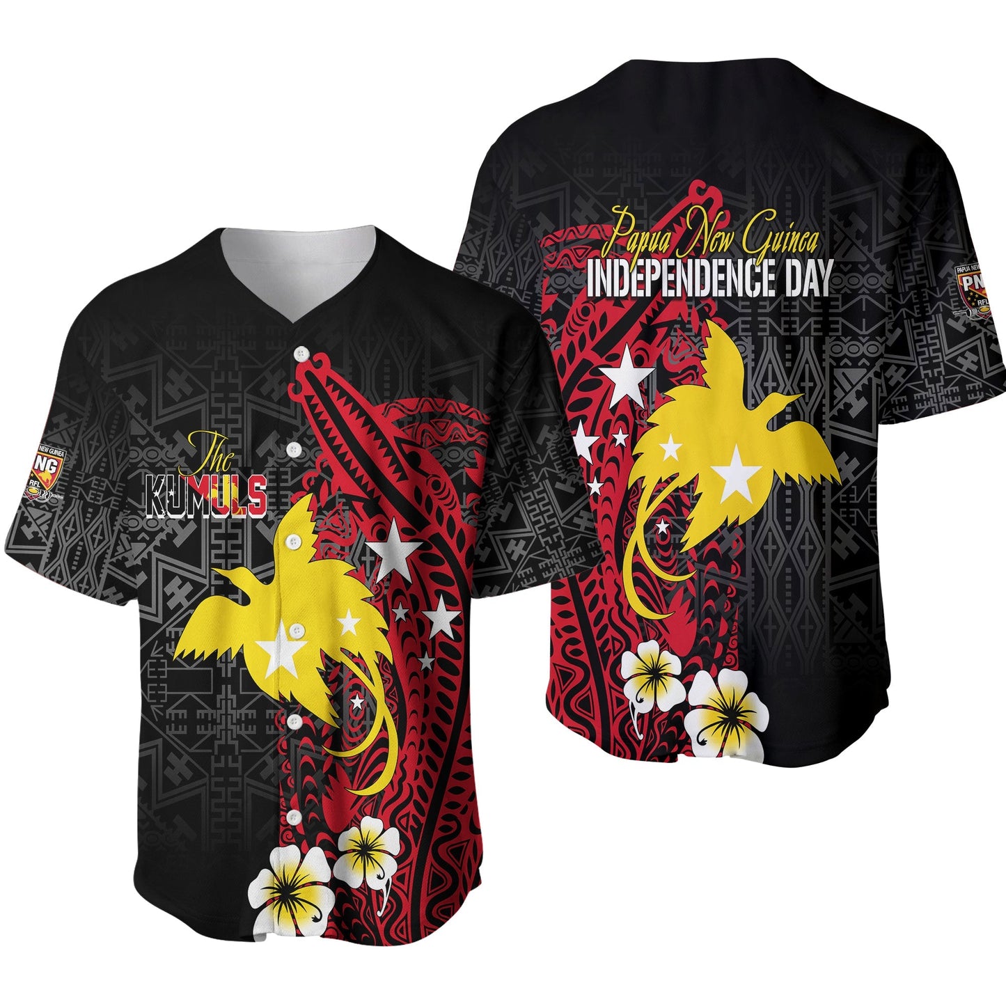 Papua New Guinea Independence Baseball Jersey PNG Kumuls Tribal Crocodile
