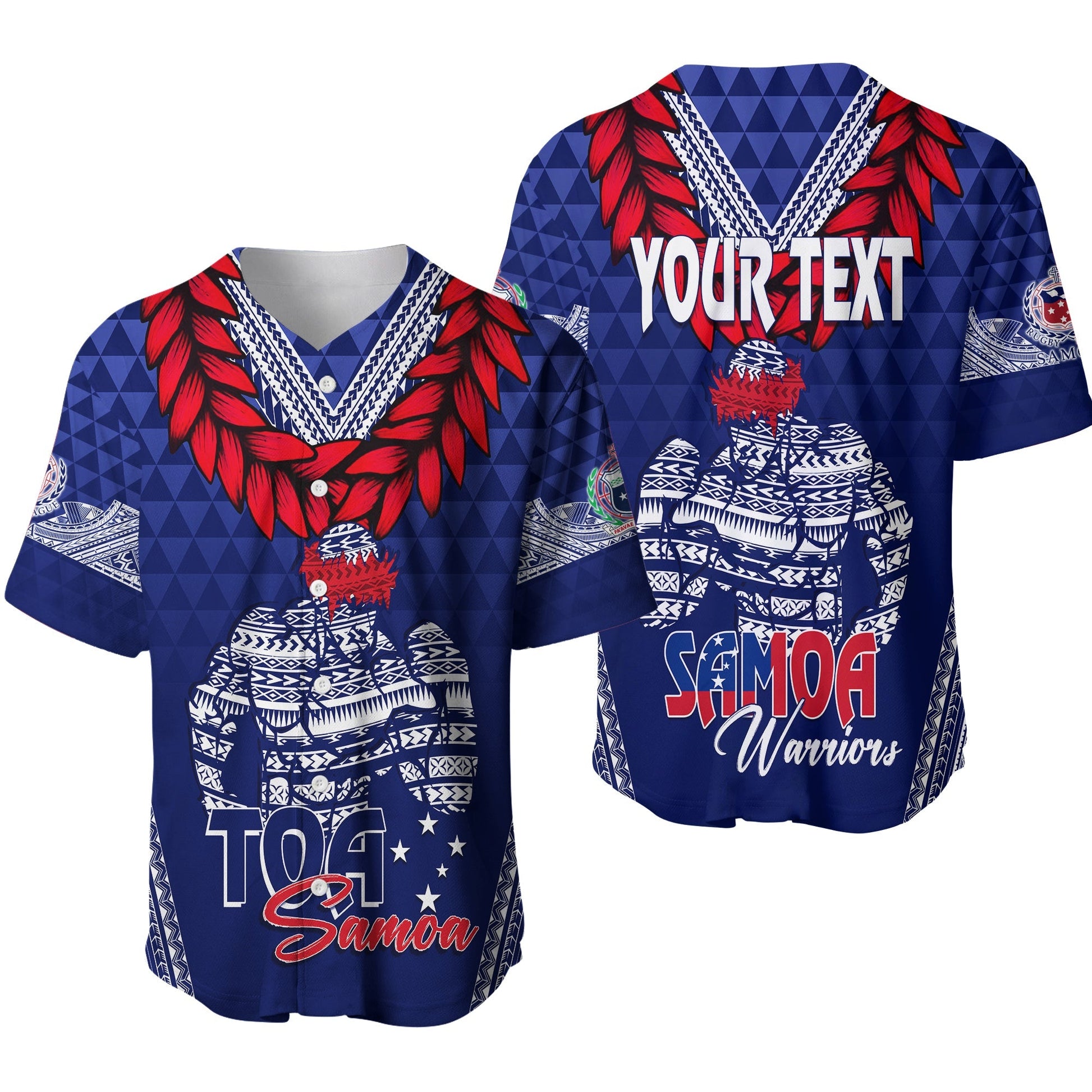 Personalised Toa Samoa Baseball Jersey Ulafala Style Samoa Warriors