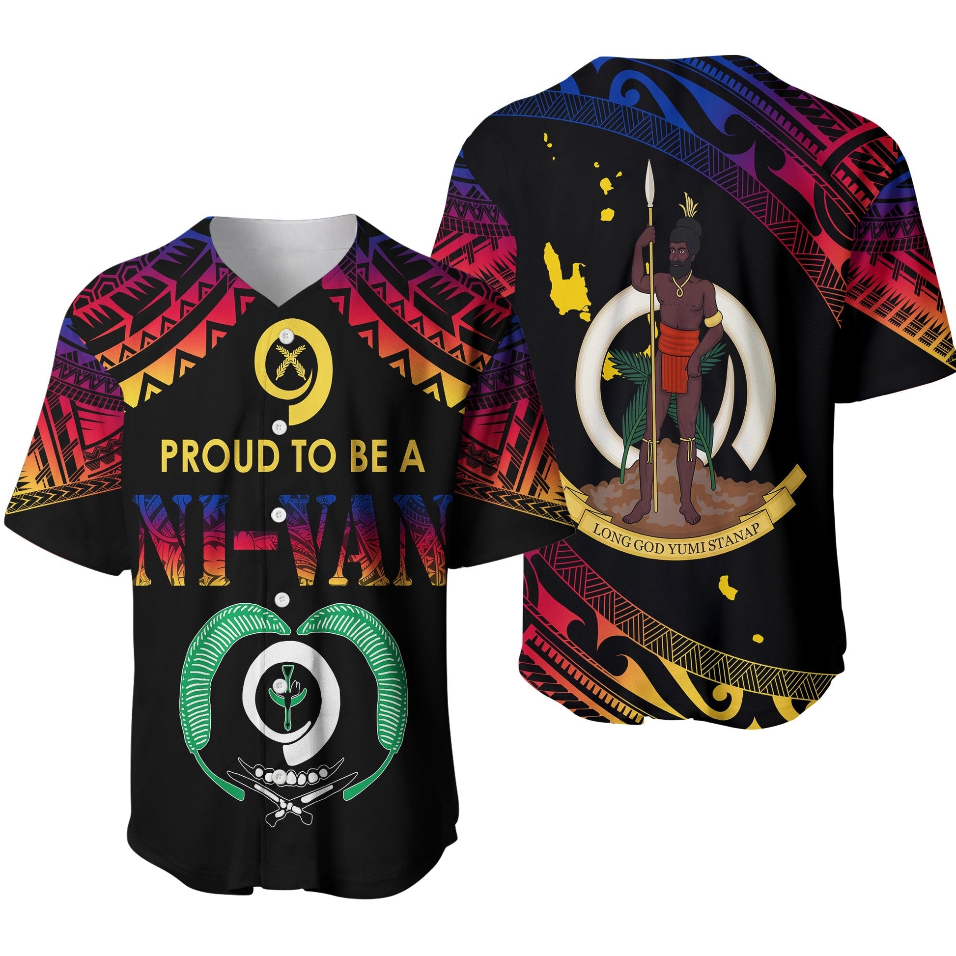 Vanuatu Proud To Be A Ni-Van Polynesian Pattern Baseball Jersey Torba Province