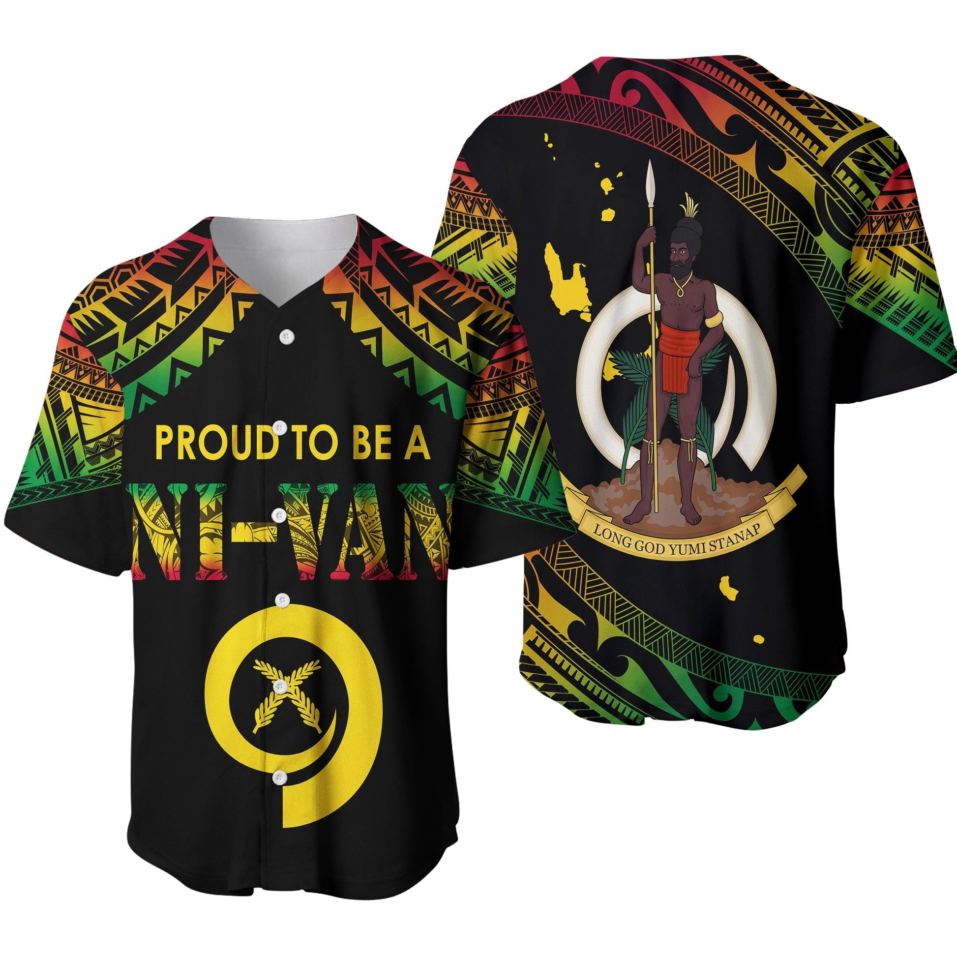 Vanuatu Proud To Be A Ni-Van Polynesian Pattern Baseball Jersey