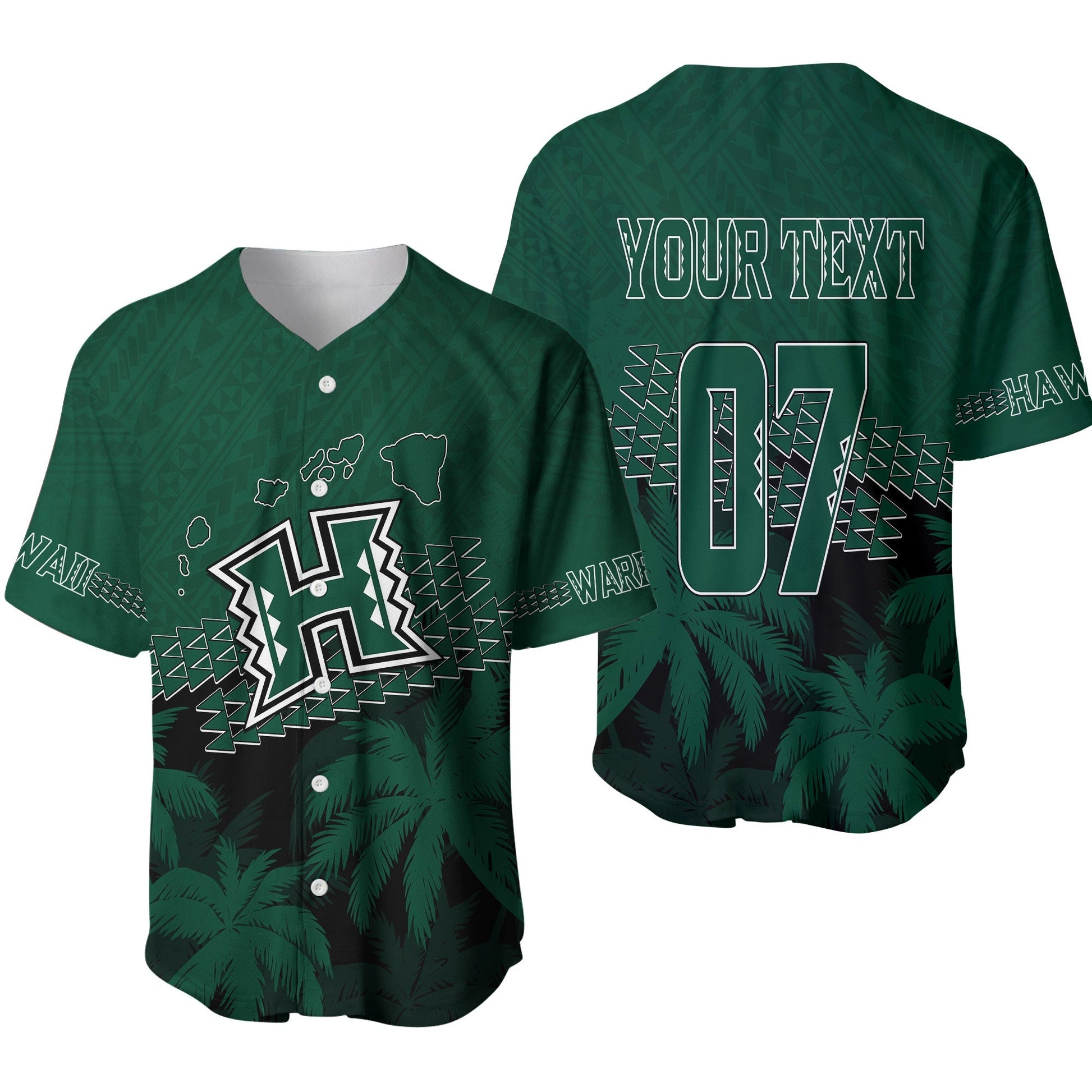 Personalised Hawaii Rainbow Warriors Baseball Jersey Laau Pama