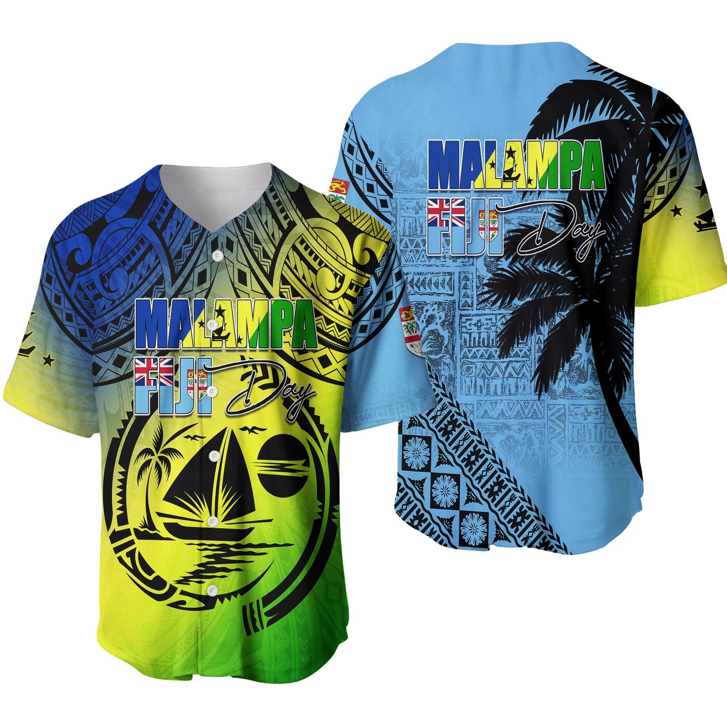 Malampa Fiji Day Baseball Jersey Flags Mix Style
