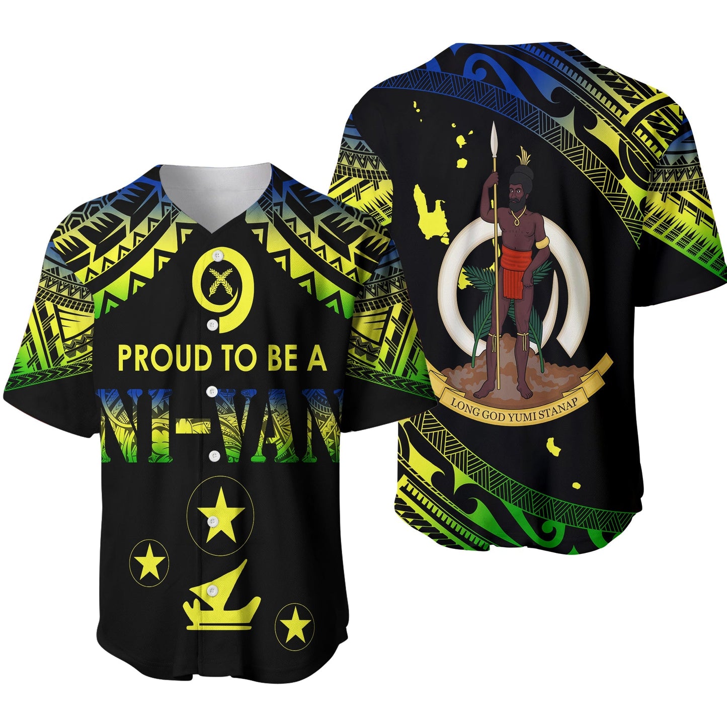 Vanuatu Proud To Be A Ni-Van Polynesian Pattern Baseball Jersey Malampa Province