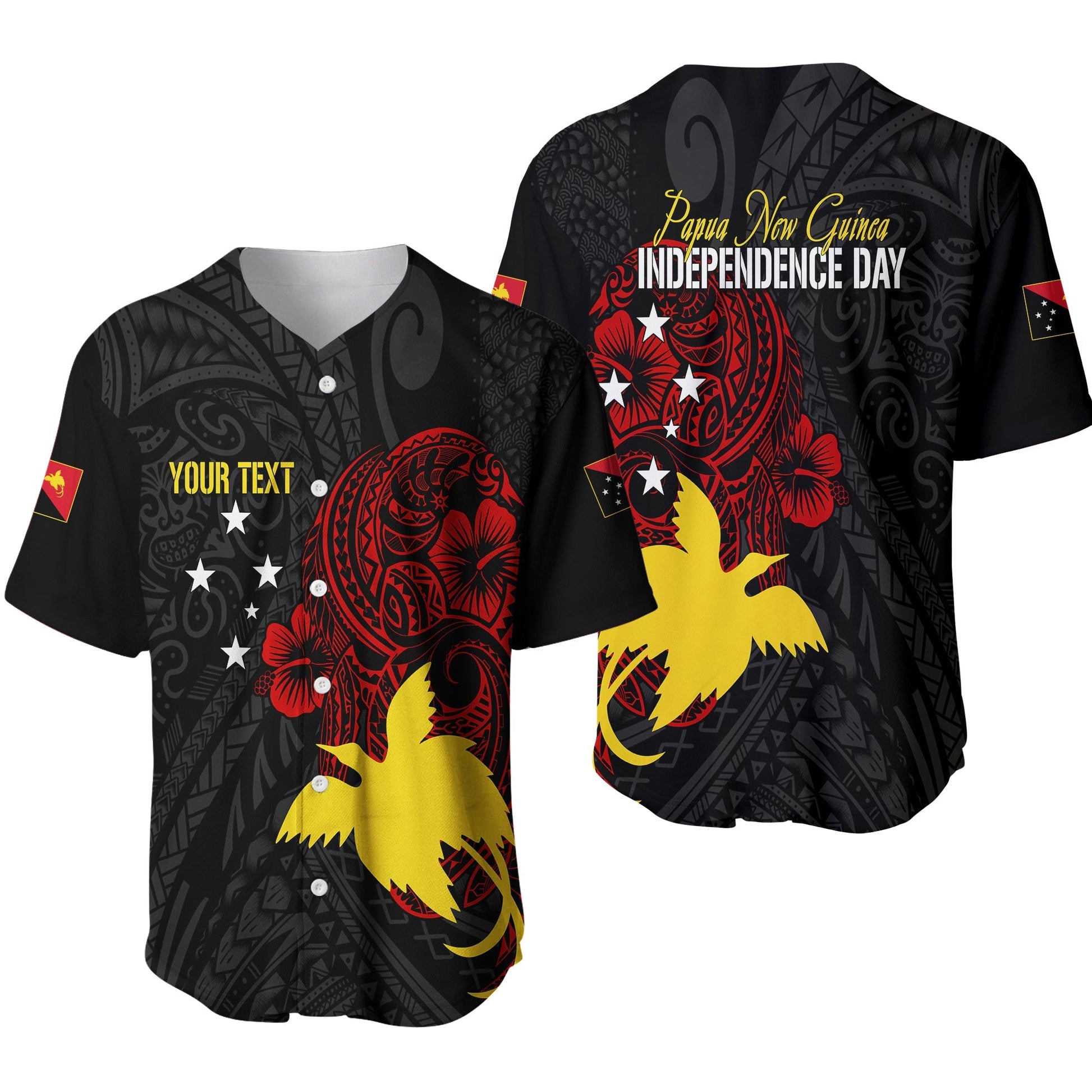 Personalised Papua New Guinea 47th Independence Baseball Jersey Tribal Turtle