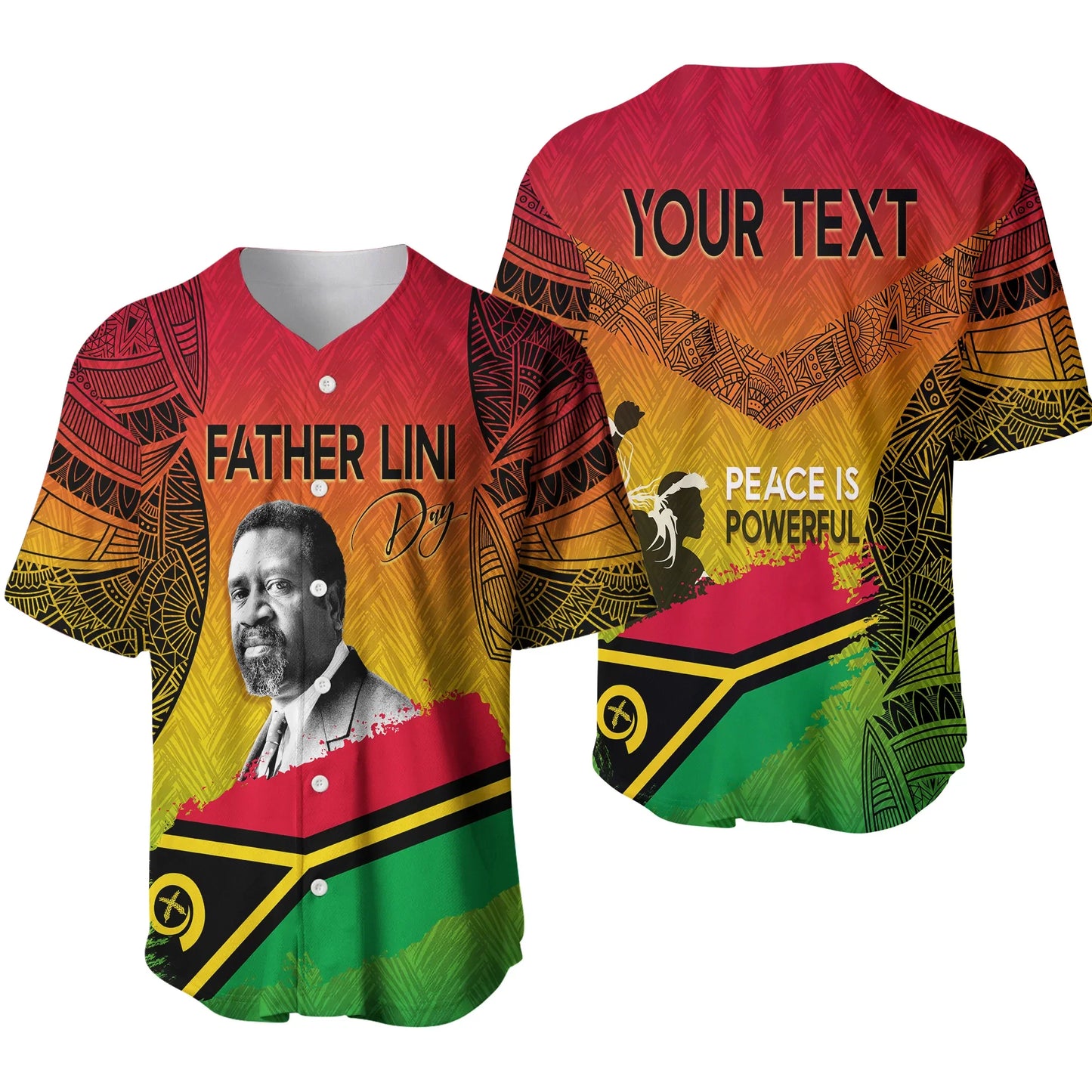 Vanuatu Father Lini Quote Baseball Jersey Flag Style Black