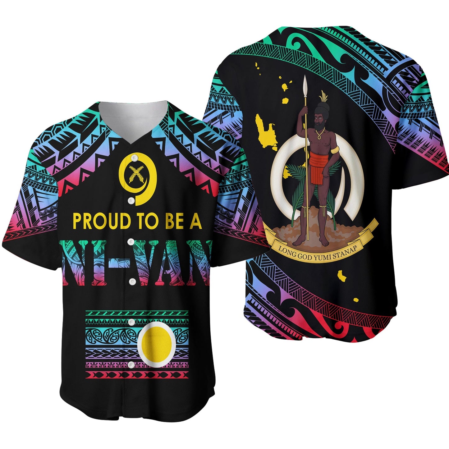 Vanuatu Proud To Be A Ni-Van Polynesian Pattern Baseball Jersey Shefa Province