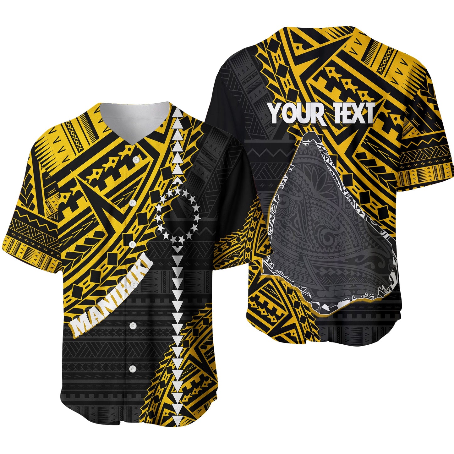 Cook Islands Tribal Personalised Baseball Jersey Island Map Manihiki Island