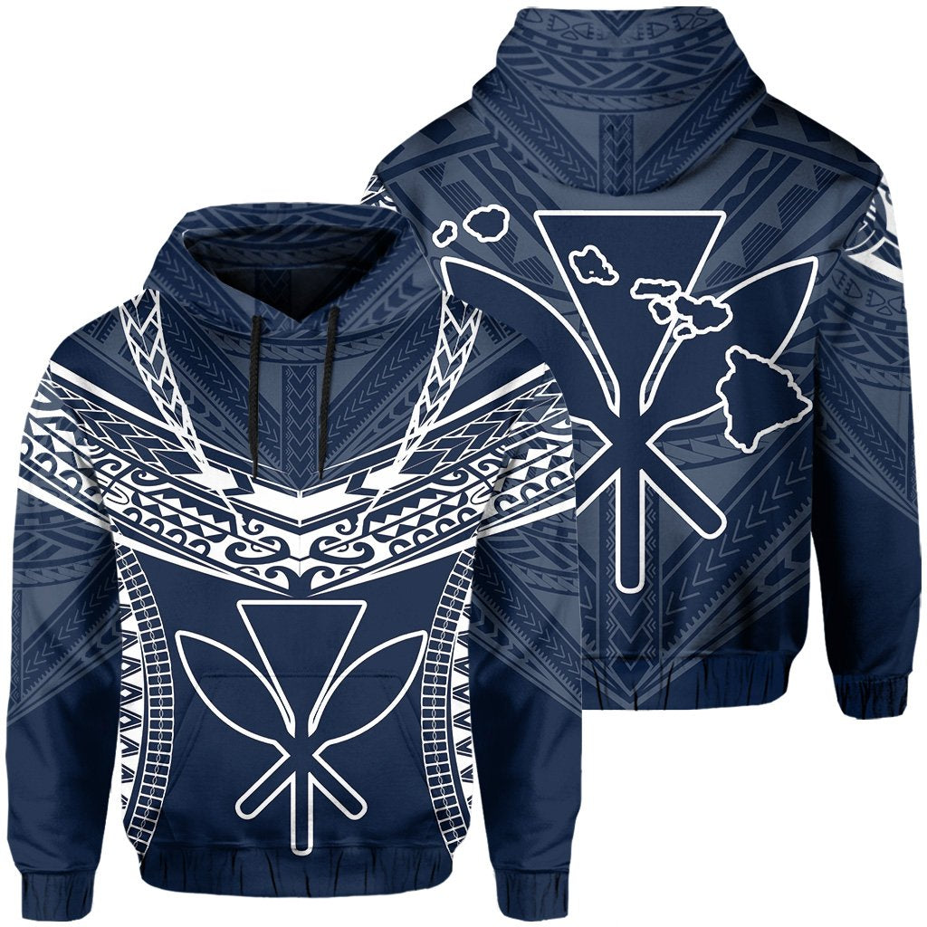 Hawaiian Kanaka Map Football Jersey Hoodie Blue And White Roger Style AH