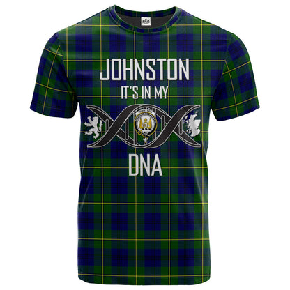 Printivon Johnston Modern Clan DNA In Me Tartan Crest T Shirt