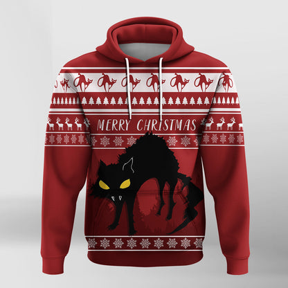 Jolakotturinn Iceland Yule Cat With Christmas Pattern Hoodie