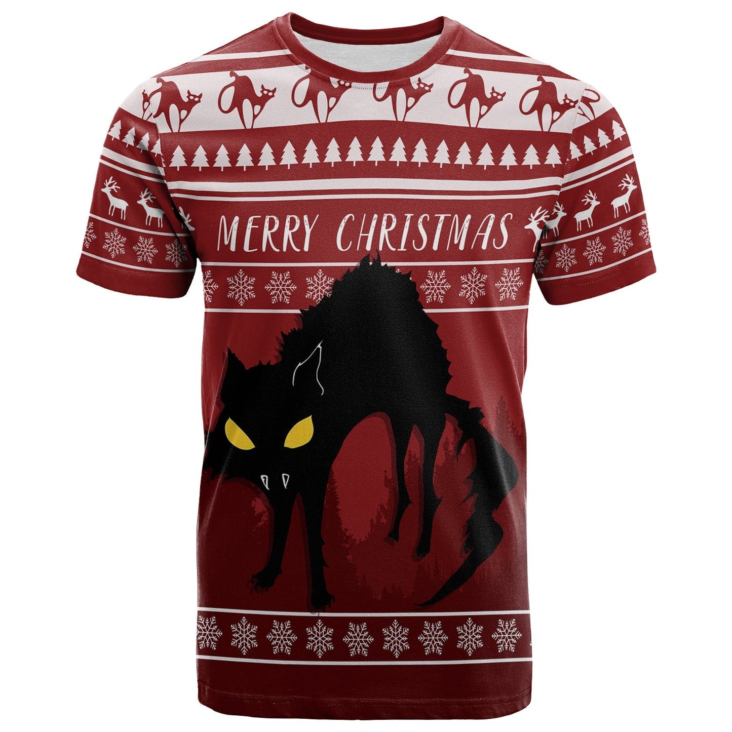 Jolakotturinn Iceland Yule Cat With Christmas Pattern T Shirt