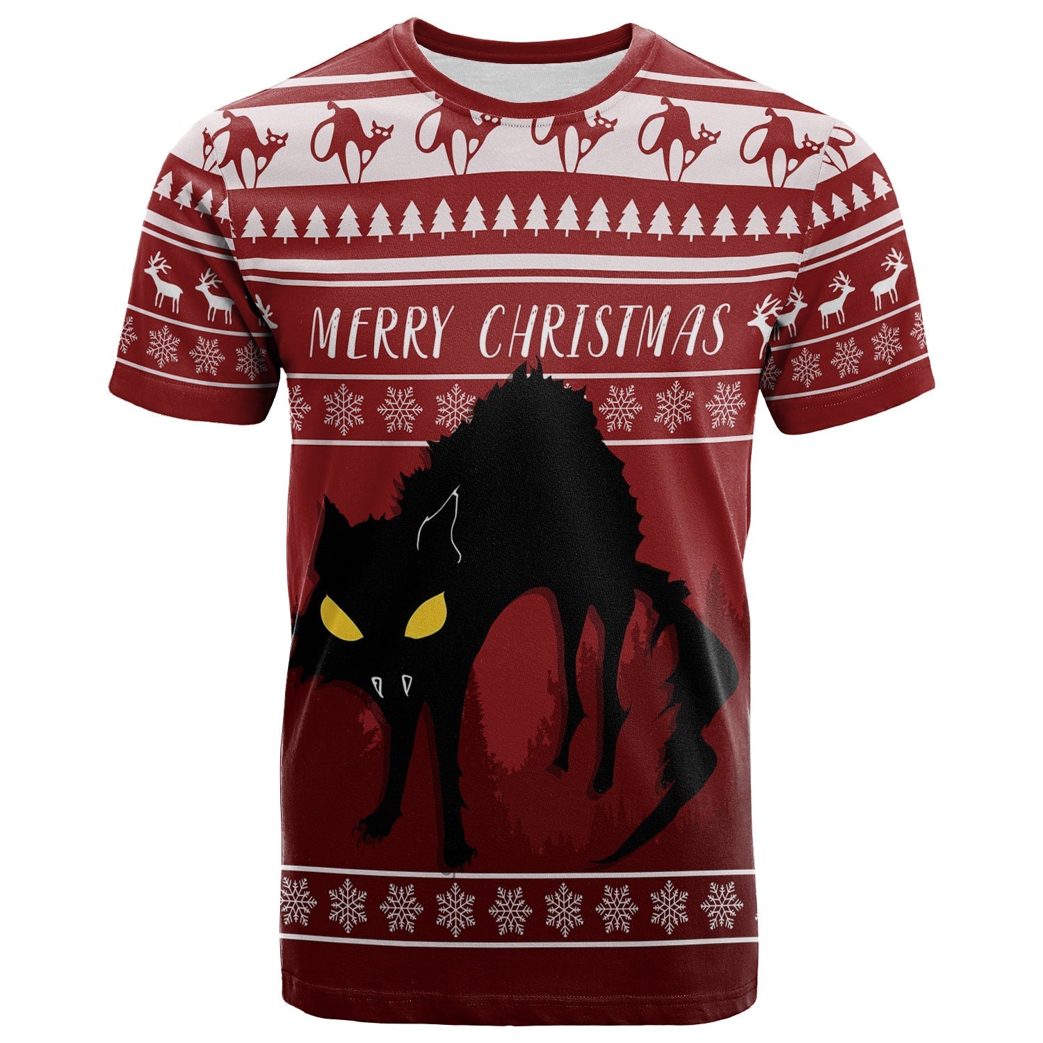 Jolakotturinn Iceland Yule Cat With Christmas Pattern T Shirt