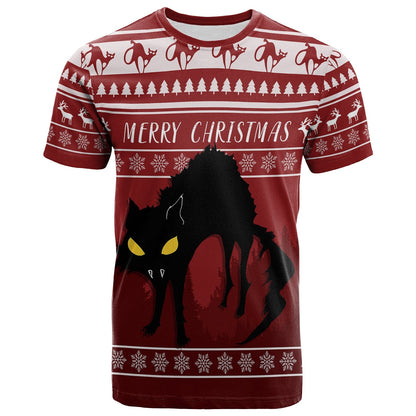 Jolakotturinn Iceland Yule Cat With Christmas Pattern T Shirt