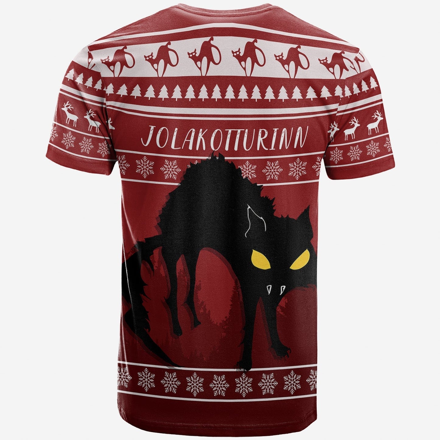 Jolakotturinn Iceland Yule Cat With Christmas Pattern T Shirt