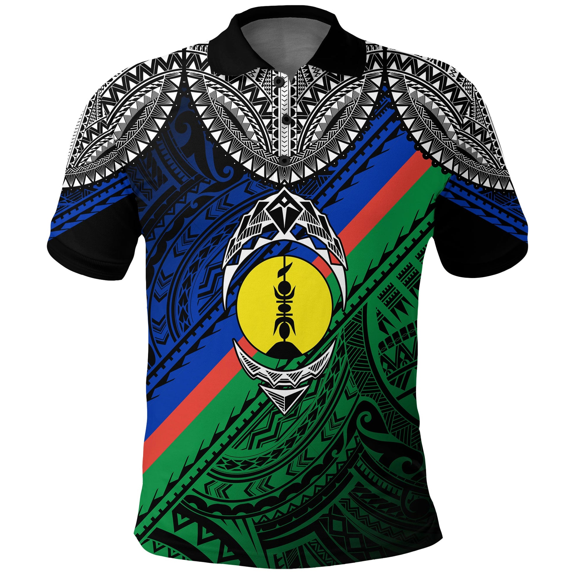 New Caledonia Emblem With Kagu Bird Polynesian Polo Shirt
