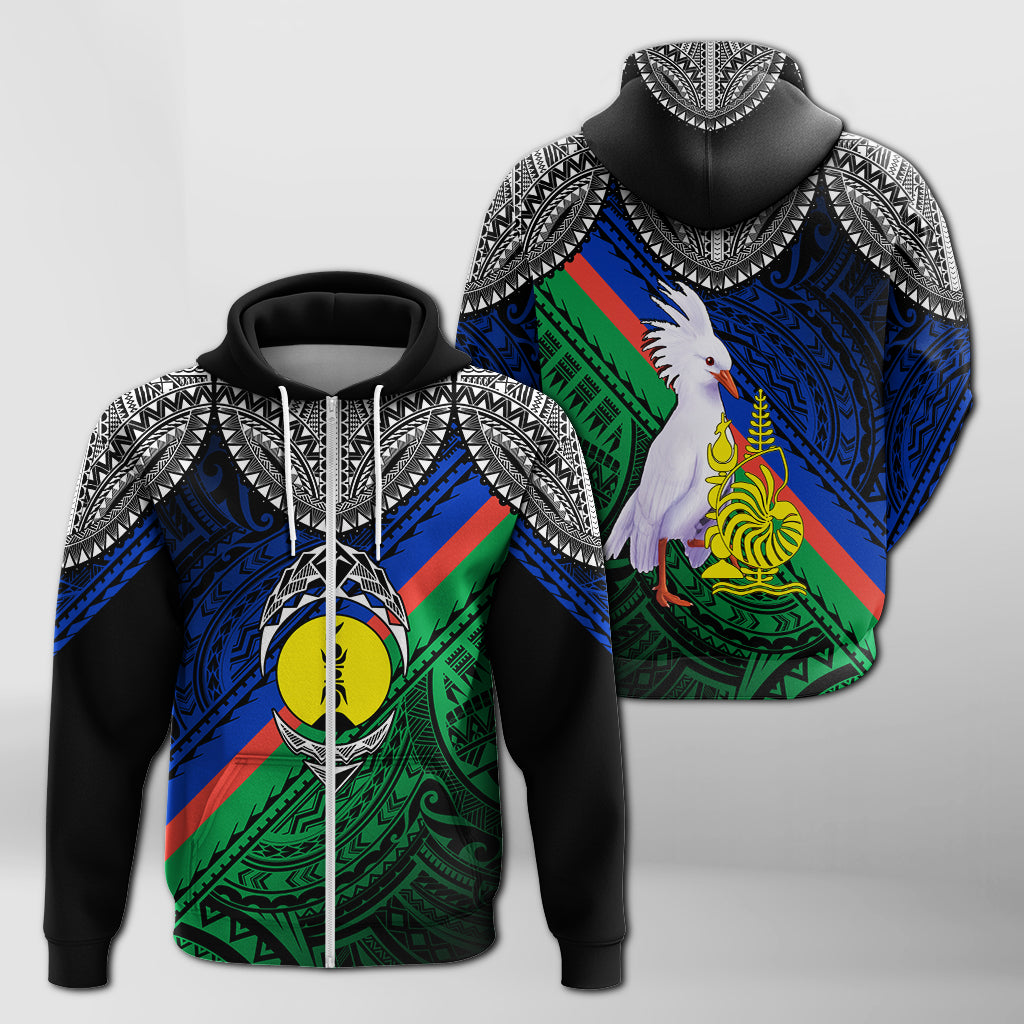 New Caledonia Emblem With Kagu Bird Polynesian Zip Up Hoodie