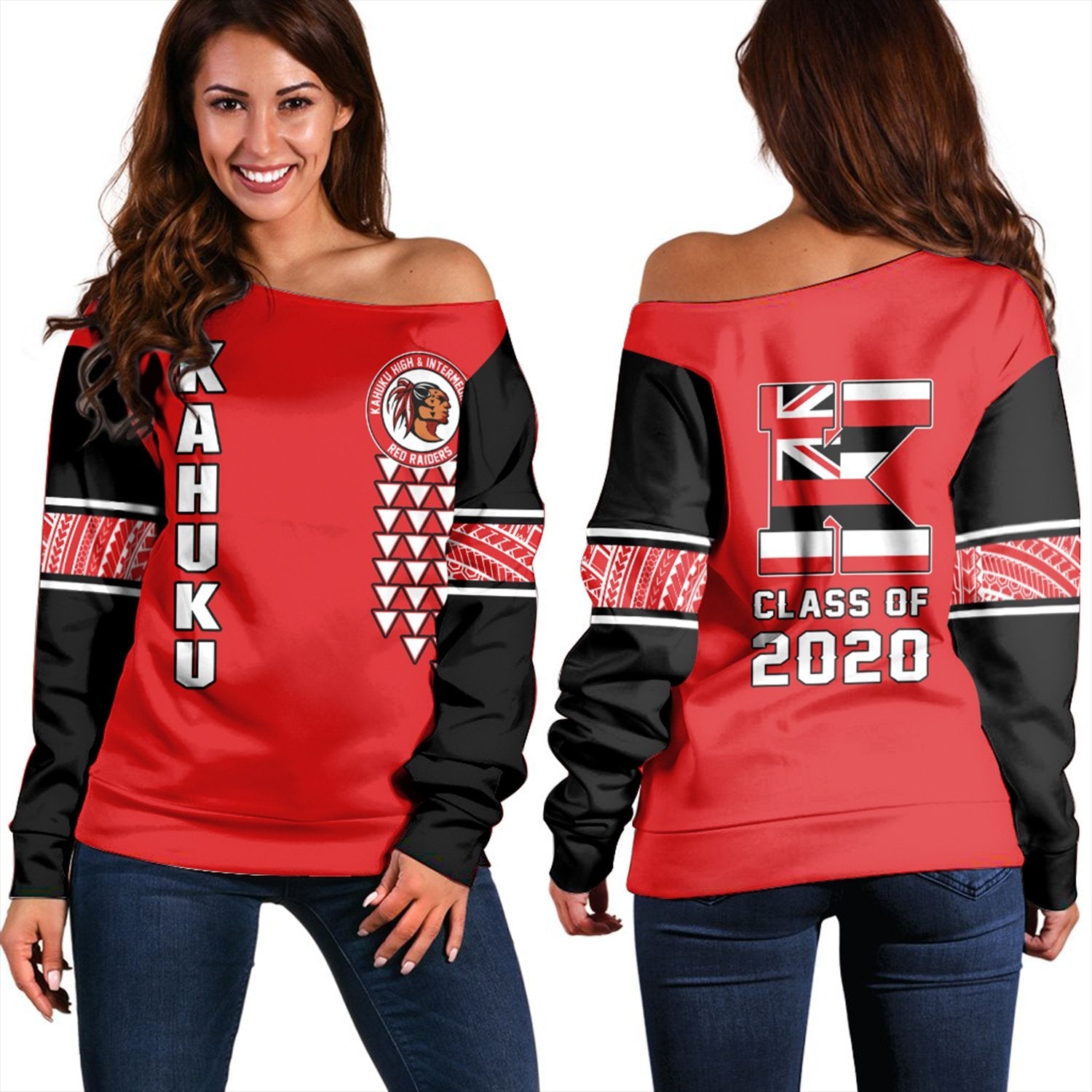 (Personalised) Hawaii Kahuku High Custom Your Class Women's Off Shoulder Sweatshirt AH