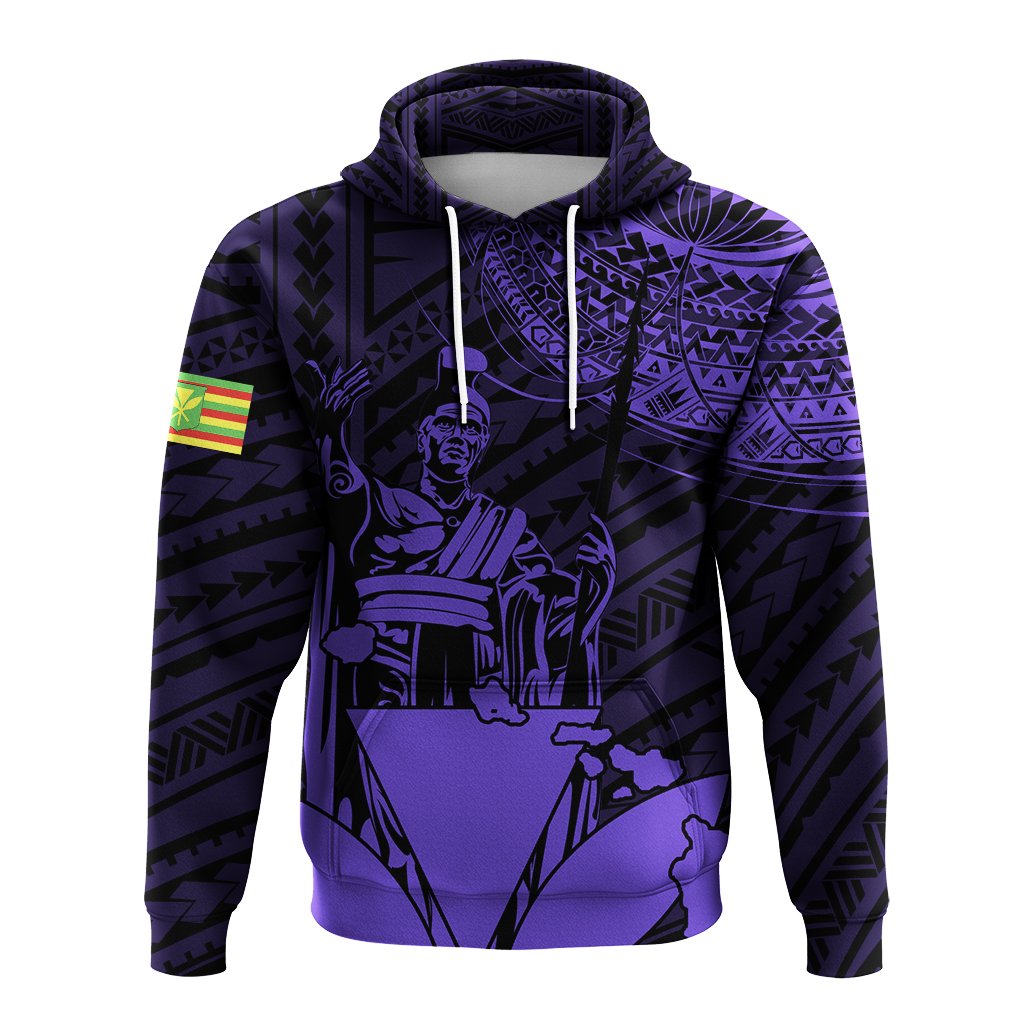 Hawaiian King Kanaka Map Polynesian Kauai Hoodie Purple Hala Style AH