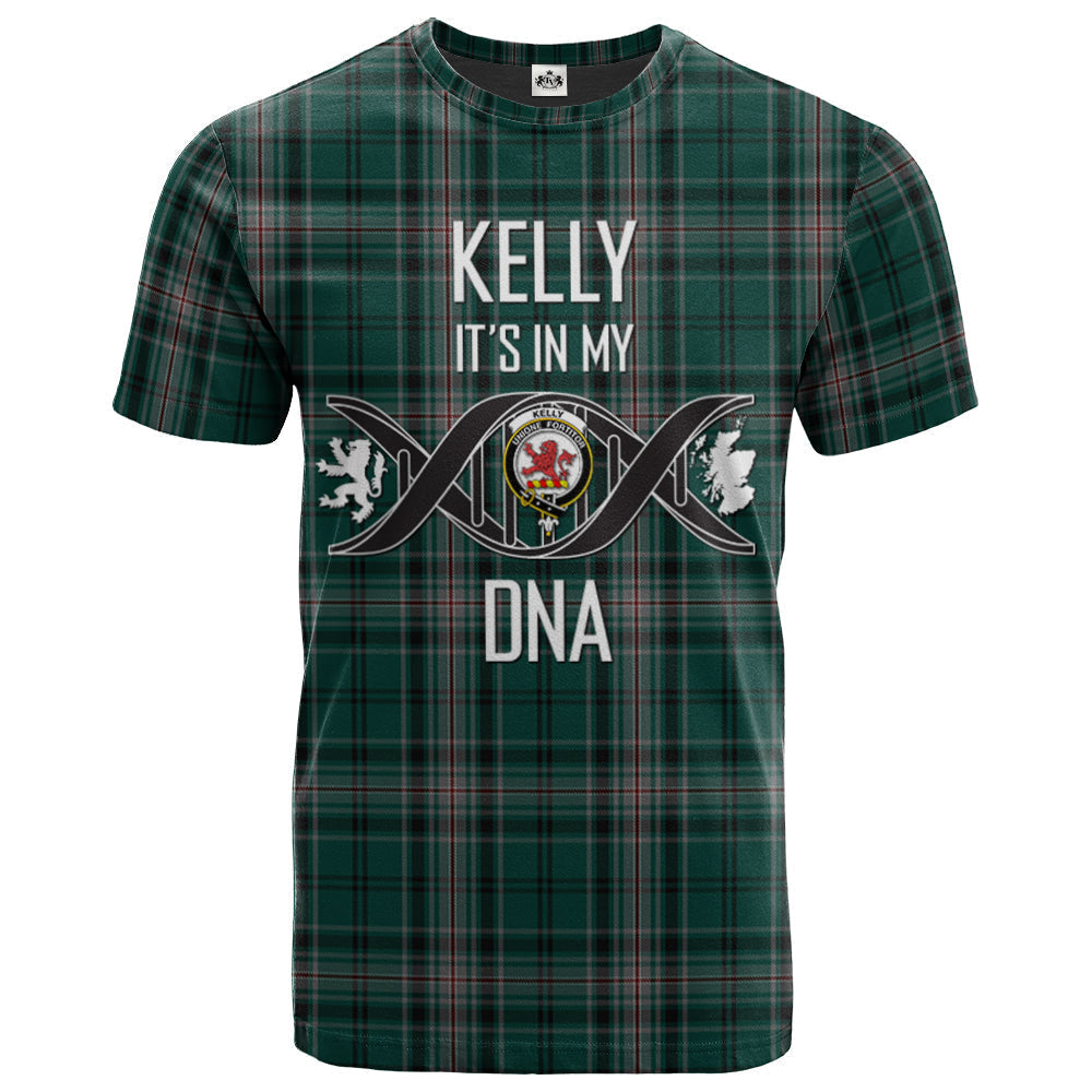 Printivon Kelly of Sleat Hunting Clan DNA In Me Tartan Crest T Shirt