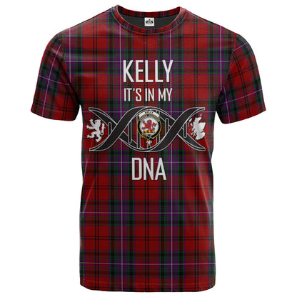 Printivon Kelly of Sleat Red Clan DNA In Me Tartan Crest T Shirt
