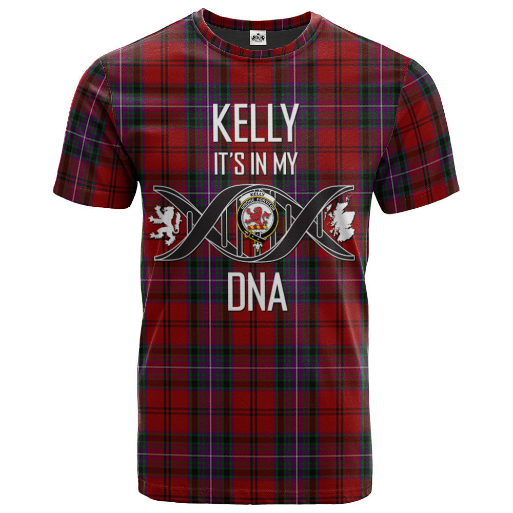 Printivon Kelly of Sleat Red Clan DNA In Me Tartan Crest T Shirt