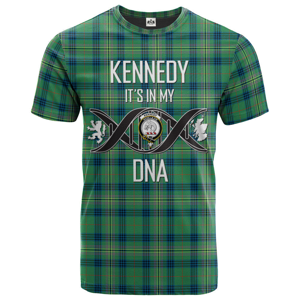 Printivon Kennedy Ancient Clan DNA In Me Tartan Crest T Shirt