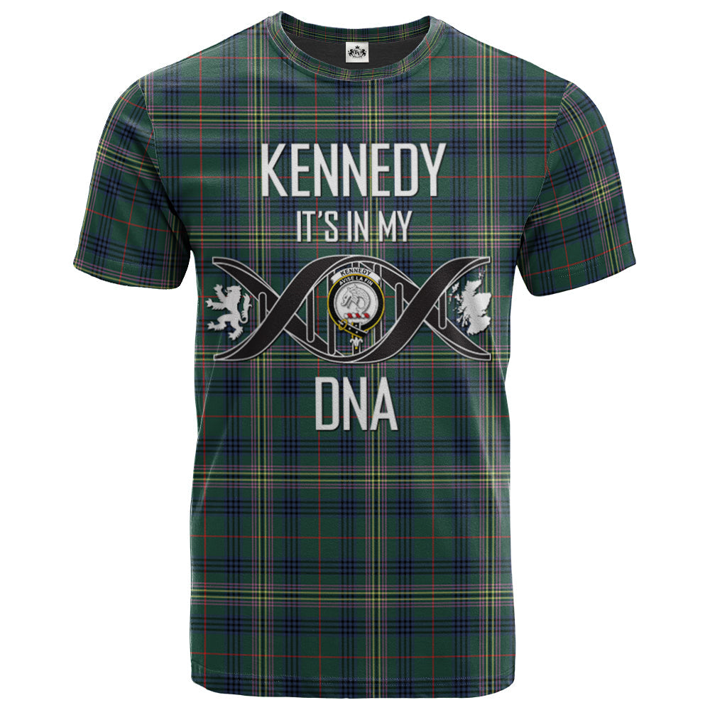Printivon Kennedy Modern Clan DNA In Me Tartan Crest T Shirt