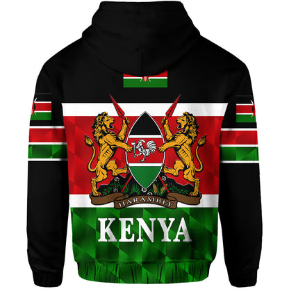 Kenya Coat Of Arms Zip Hoodie Flag Vibes