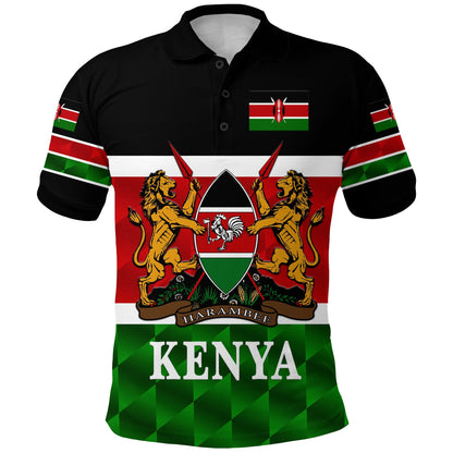 Kenya Polo Shirt Coat Of Arms Flag Vibes