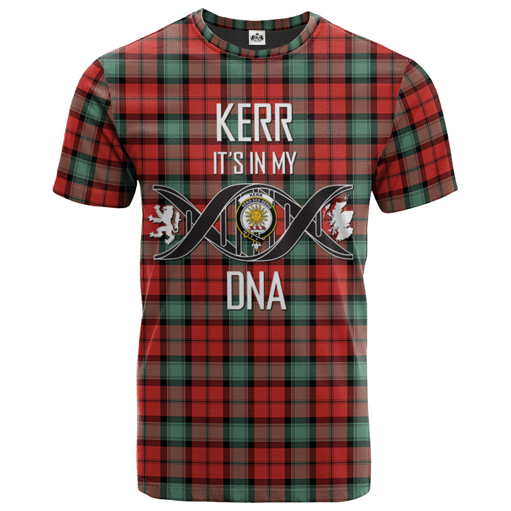 Printivon Kerr Ancient Clan DNA In Me Tartan Crest T Shirt