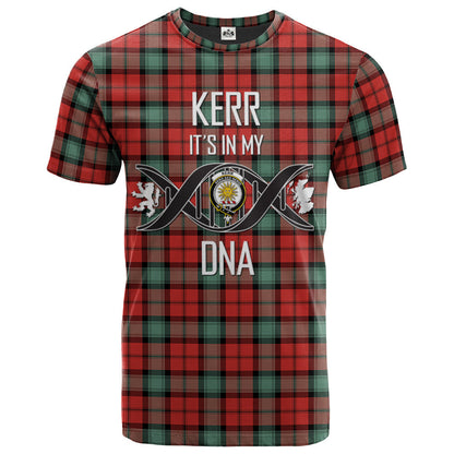 Printivon Kerr Ancient Clan DNA In Me Tartan Crest T Shirt