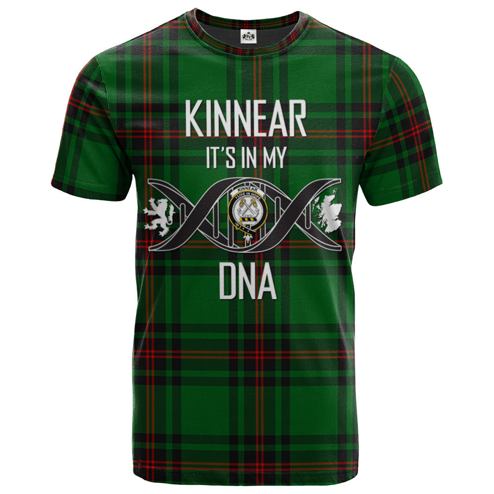 Printivon Kinnear Clan DNA In Me Tartan Crest T Shirt