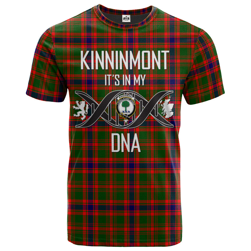 Printivon Kinninmont Clan DNA In Me Tartan Crest T Shirt