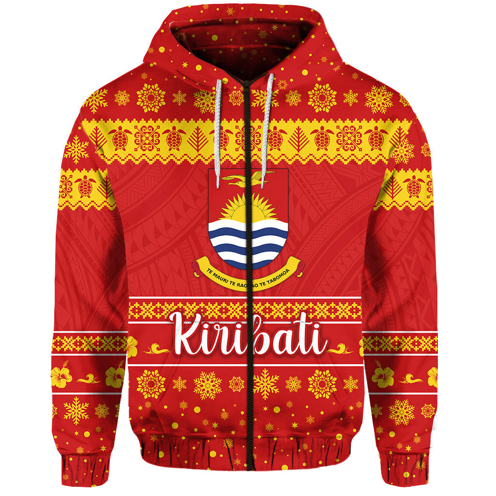 ( Personalised) Kiribati Christmas Zip Hoodie Simple Style
