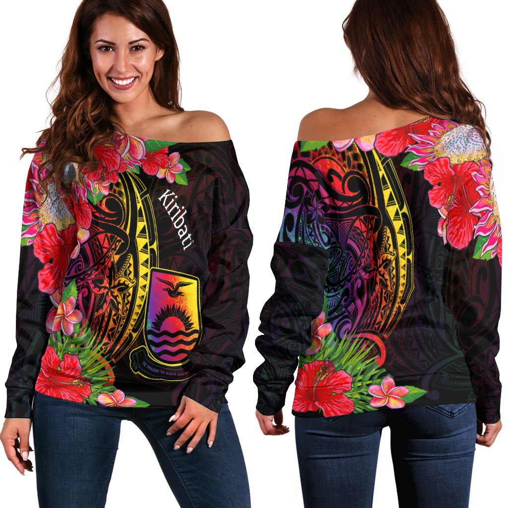 Kiribati Women's Off Shoulder Sweater Tropical Hippie Style