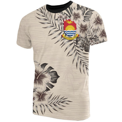 Kiribati T - Shirt - Kiribati Coat Of Arms Beige Hibiscus